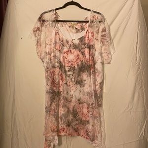 Brittany Black Pink Floral & Lace Top